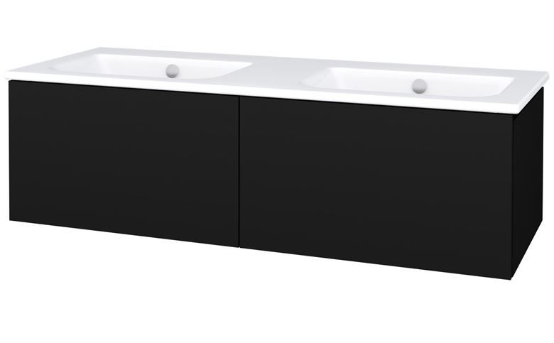 CONCEPT MODULAR skrinka pod dvojumývadlo 122,5x49,5x33,2 cm, 2 zásuvky, Push-open, graphite 807818 Obrázek - Hlavní obrázek