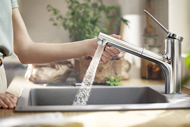 HANSGROHE ZESIS M33 drezová batéria, s vyťahovacou sprškou, EcoSmart, chróm 74810000 Obrázek - fotka