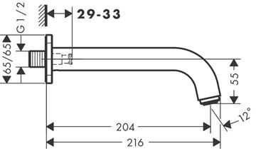 HANSGROHE VERNIS SHAPE vaňový vpust, chróm 71460000 Technický nákres