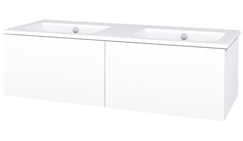 CONCEPT MODULAR skrinka pod dvojumývadlo 122,5x49,5x33,2 cm, 2 zásuvky, Push-open, lesklá biela 807672 Obrázek - Hlavní obrázek