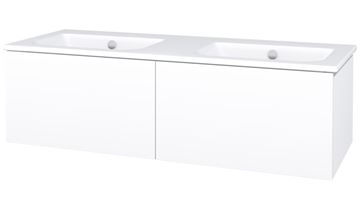 CONCEPT MODULAR skrinka pod dvojumývadlo 122,5x49,5x33,2 cm, 2 zásuvky, Push-open, lesklá biela