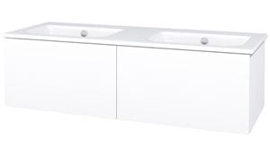 CONCEPT MODULAR skrinka pod dvojumývadlo 122,5x49,5x33,2 cm, 2 zásuvky, Push-open, lesklá biela