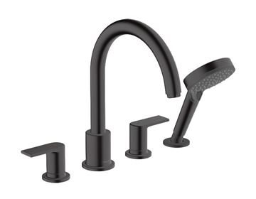 HANSGROHE VERNIS SHAPE vaňová batéria 4-otvorová, na okraj vane, s ručnou sprchou, matná čierna