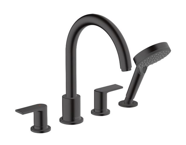 HANSGROHE VERNIS SHAPE vaňová batéria 4-otvorová, na okraj vane, s ručnou sprchou, matná čierna 71459670 Obrázek - Hlavní obrázek