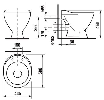 JIKA MIRA výlevka 43,5 cm, s mriežkou H8510460000001 Technický nákres