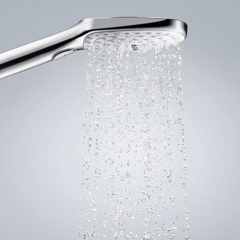 HANSGROHE RAINDANCE SELECT E 120 3JET sprchová súprava 3-dielna, ručná sprcha 120x120 mm, 3 prúdy, hadica, držiak, biela/chróm 26720400 Obrázek - fotka