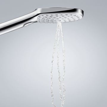 HANSGROHE RAINDANCE SELECT E 120 3JET sprchová súprava 3-dielna, ručná sprcha 120x120 mm, 3 prúdy, hadica, držiak, biela/chróm 26720400 Obrázek - fotka