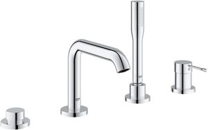 GROHE ESSENCE NEW batéria na okraj vane, 4-otvorová, s prepínačom, so sprchovou súpravou, chróm