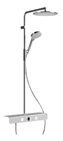 NDW RAINDROP DIURNA sprchový set s termostatickou batériou, horná sprcha, ručná sprcha s 3 prúdmi, tyč, hadica, chróm / biele sklo PM10150/RW Obrázek - Hlavní obrázek