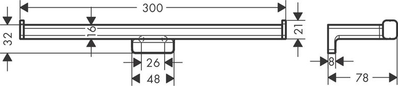 HANSGROHE ADDSTORIS držiak toaletného papiera, dvojitý, nástenný, kartáčovaný čierny chróm 41748340 Technický nákres