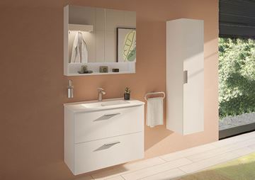 EASY PLUS skrinka s umývadlom 79x39,5x61 cm, 2 zásuvky, so zrkadlom as osvetlením, biela 75024 Obrázek - fotka