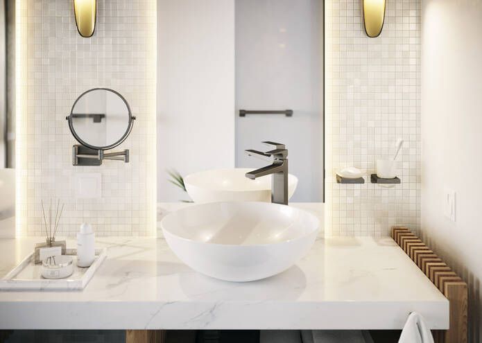 HANSGROHE ADDSTORIS kozmetické zrkadlo 188 mm, zväčšovací, kartáčovaný čierny chróm 41791340 Obrázek - fotka