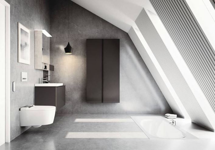 GEBERIT AQUACLEAN SELA závesné WC s bidetovým sedadlom, SoftOpening, TurboFlush, KeraTect, biela/chróm 146.222.21.1 Obrázek - fotka
