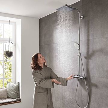 HANSGROHE CROMETTA E SHOWERPIPE 240 sprchový set s termostatickou batériou, horná sprcha, ručná sprcha s 2 prúdmi, tyč, hadica, chróm 27271000 Obrázek - fotka