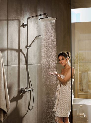 HANSGROHE CROMA SELECT S SHOWERPIPE 280 sprchový set s termostatickou batériou, horná sprcha, ručná sprcha s 3 prúdmi, tyč, hadica, chróm 26790000 Obrázek - fotka
