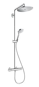 HANSGROHE CROMA SELECT S SHOWERPIPE 280 sprchový set s termostatickou batériou, horná sprcha, ručná sprcha s 3 prúdmi, tyč, hadica, chróm