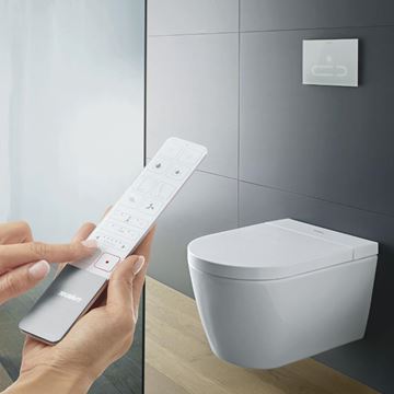 DURAVIT SENSOWASH STARCK F PLUS COMPACT závesné WC s bidetovým sedadlom, Rimless, Softclose, biela 650000012004320 Obrázek - fotka