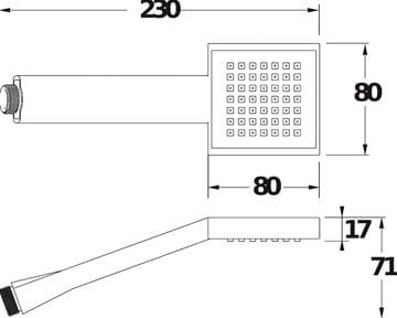 JIKA CUBITO II ručná sprcha 80x80 mm, chróm H3614200040411 Technický nákres