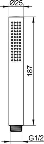 KEUCO EDITION ATELIER ručná sprcha 187 mm, chróm 56080010100 Technický nákres