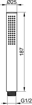 KEUCO EDITION ATELIER ručná sprcha 187 mm, chróm 56080010100 Technický nákres