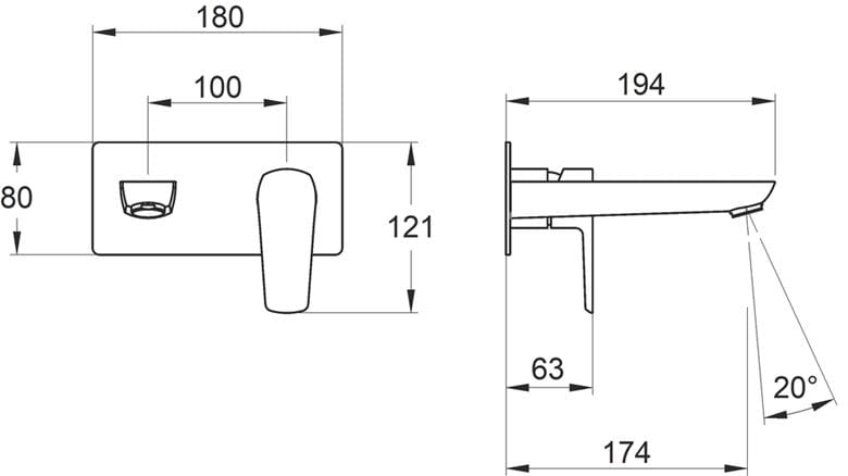 NOVASERVIS METALIA 58 umývadlová/drezová podomietková batéria, s telesom, matná čierna 58200,5 Technický nákres