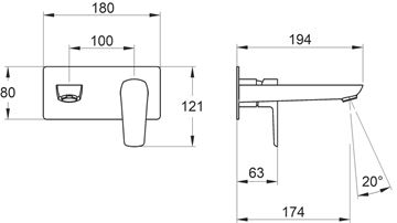 NOVASERVIS METALIA 58 umývadlová/drezová podomietková batéria, s telesom, matná čierna 58200,5 Technický nákres