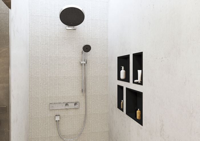 HANSGROHE RAINSELECT podomietková termostatická batéria, pre 2 spotrebiče, brúsený čierny chróm 15380340 Obrázek - fotka