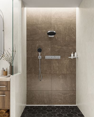 HANSGROHE RAINSELECT podomietková termostatická batéria, pre 2 spotrebiče, brúsený čierny chróm 15380340 Obrázek - fotka