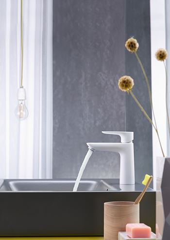 HANSGROHE TALIS E umývadlová stojanková batéria, s odtokovou súpravou, EcoSmart, matná biela 71710700 Obrázek - fotka