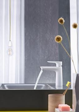 HANSGROHE TALIS E umývadlová stojanková batéria, s odtokovou súpravou, EcoSmart, matná biela 71710700 Obrázek - fotka