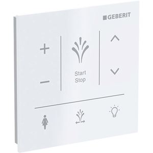 GEBERIT AQUACLEAN ovládacie tlačidlo splachovania, pre elektronický bidet Sela, senzorové, napájanie z batérie, sklo, biela