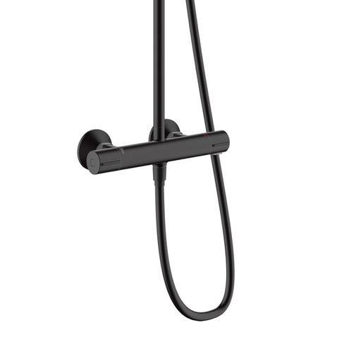HANSGROHE VERNIS BLEND SHOWERPIPE 200 sprchový set s termostatickou batériou, horná sprcha, ručná sprcha s 2 prúdmi, hadica, matná čierna 26276670 Obrázek - fotka