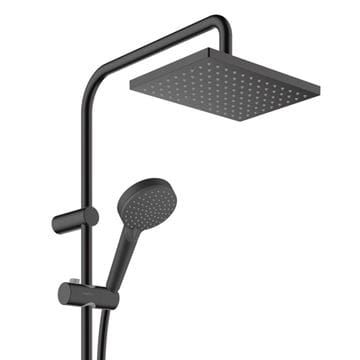 HANSGROHE VERNIS SHAPE SHOWERPIPE 230 sprchový set s termostatickou batériou, horná sprcha, ručná sprcha s 2 prúdmi, tyč, hadica, matná čierna 26286670 Obrázek - fotka