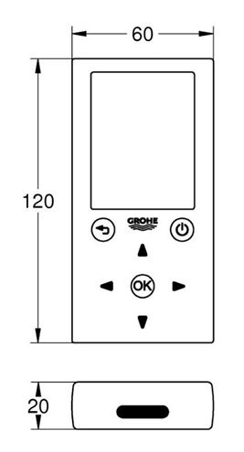 GROHE diaľkové ovládanie pre infračervené batérie s jedným senzorom 36407001 Technický nákres