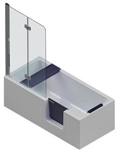GKI DUOSETRA vaňa 170x80 cm, s dvierkami, so zástenou a sedadlom, s panelom a rámom, akrylát