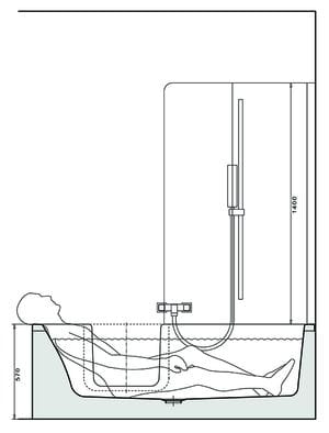 GKI DUOSETLA vaňa 170x80 cm, s dvierkami, so zástenou a sedadlom, s panelom a rámom, akrylát DUOSETLA Obrázek - fotka