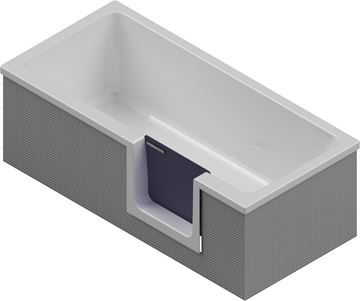 GKI DUOSETRF vaňa 170x80 cm, s dvierkami, so zástenou a sedadlom, s panelom na obloženie a rámom, akrylát DUOSETRF Obrázek - fotka