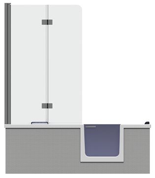 GKI DUOSETRF vaňa 170x80 cm, s dvierkami, so zástenou a sedadlom, s panelom na obloženie a rámom, akrylát DUOSETRF Obrázek - fotka