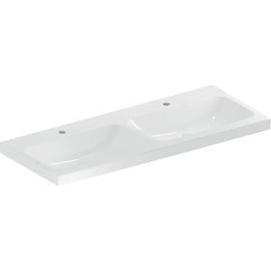 GEBERIT ICON LIGHT dvojumývadlo 120 cm, s 2 otvormi pre batérie, bez prepadu, KeraTect