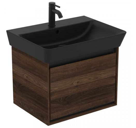 IDEAL STANDARD CONNECT AIR umývadlo 60 cm, s otvorom pre batériu a prepadom, hodvábna čierna E0298V3 Obrázek - fotka