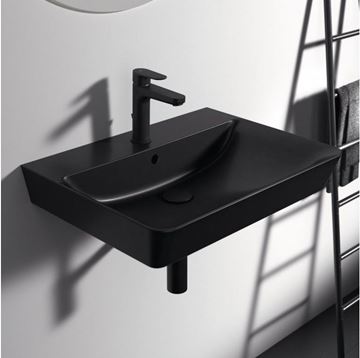 IDEAL STANDARD CONNECT AIR umývadlo 60 cm, s otvorom pre batériu a prepadom, hodvábna čierna E0298V3 Obrázek - fotka
