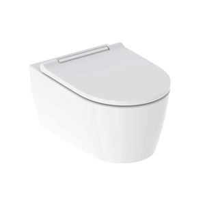 GEBERIT ONE závesné WC so SoftClose sedadlom, TurboFlush splachovanie, KeraTect, matná biela/lesklý chróm