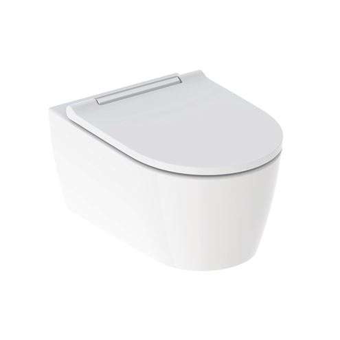 GEBERIT ONE závesné WC so SoftClose sedadlom, TurboFlush splachovanie, KeraTect, matná biela/lesklý chróm 500.202.01.1 Obrázek - Hlavní obrázek