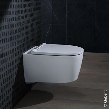 GEBERIT ONE závesné WC so SoftClose sedadlom, TurboFlush splachovanie, KeraTect, matná biela/lesklý chróm 500.202.01.1 Obrázek - fotka