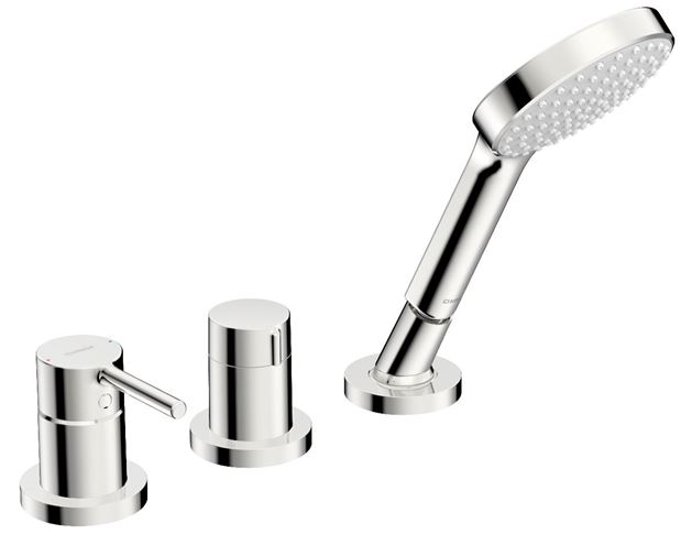 HANSA VANTIS STYLE batéria na okraj vane, 3-otvorová, s prepínačom, so sprchovou súpravou, chróm 54709007 Obrázek - Hlavní obrázek