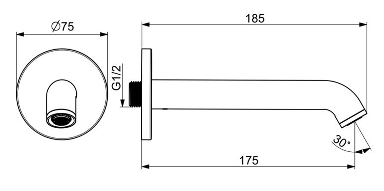 HANSA VANTIS STYLE vaňový vpust, chróm 54502100 Technický nákres