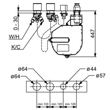 HANSA COMPACT montážne teleso DN20 53040300 Technický nákres