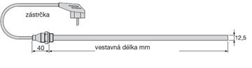 ZEHNDER RICA 600 elektrická vykurovacia tyč 600W s regulátorom teploty 893200 Technický nákres