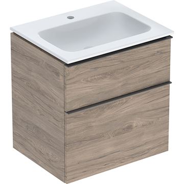 GEBERIT ICON skrinka s umývadlom 60x48x63 cm, 2 zásuvky, KeraTect, orech hickory