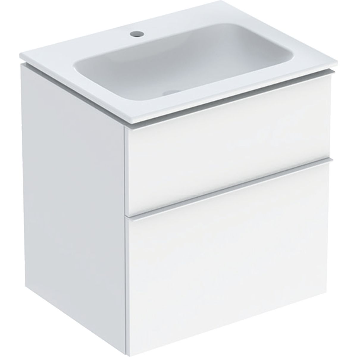 GEBERIT ICON skrinka s umývadlom 60x48x63 cm, 2 zásuvky, lesklá biela